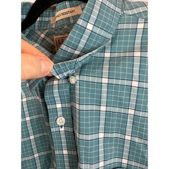 L.L. BEAN blue white check cotton wrinkle resistant mens dress shirt size L - Picture 5 of 8